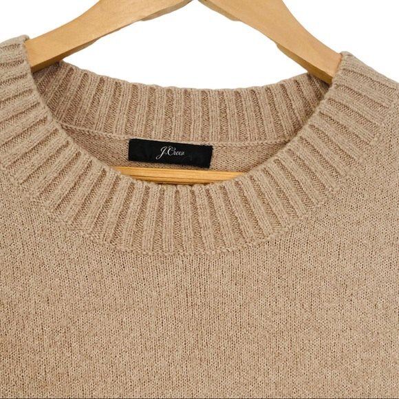J.Crew Chevron Tan Crew Wool Blend Sweater Medium - Picture 3 of 4